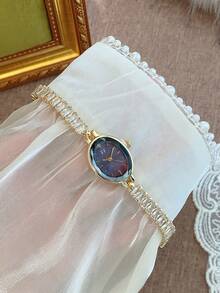 1 buah Jam Tangan Quartz Persegi Warna Emas untuk Wanita, Minimalis & Modis, Cocok untuk Pemakaian Sehari-hari, Pilihan Hadiah Terbaik untuk Liburan - Emas - View 3