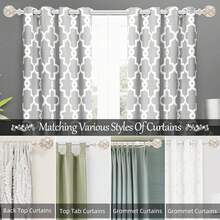 Adjustable Window Curtain Rod 28 48 Inches 1 Diameter Heavy Duty Single Rod With Stylish Netted Texture Finials Weathered White Finish - 4pcs - View 2