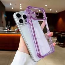 1 chiếc ốp lưng TPU trong suốt mạ điện, chống rơi vỡ bốn góc, tương thích với iPhone 17 Pro Max/17 Air, 11, 15 Pro Max, 14 Pro Max/Tương thích với Galaxy S25 Ultra, S2 FE, SAM A25, A56/Tương thích với Honor/Tương thích với Redmi Note 13 Pro/12C/13C/14C/Note 14, phiên bản quốc tế, không phải phiên bản nội địa. - Hoa anh đào tím - View 4