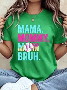 Women's-ShirtWomen's Baseball Graphic-Shirt - Casual Short-Sleeve Crew Neck, Summer And Spring Top With Baseball And Drip Design, Baseball Mom Apparel |   Fun Printed Tops |   Knit Construction, Baseball-ShirtFashionable Women's Clothingshirts,Clothes,White Top,Graphic Tee,Suitable Gym, Workouts, Everyday Casual Wear, And Street Style. - 綠色 - 查看 8