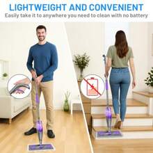 Spray Mops For Floor Cleaning - Wet Dry Mops With 2 Washable + 2 Disposable Pads For  Powermop - Refillable Bottle For Hardwood Tile Home Kitchen - Absorbs Pet Hair Dust Stains - Xám xanh - Xem 5