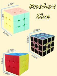 3x3x3 碳纤维魔方玩具，初学者适用，丝滑，经典 3 层拼图玩具，颜色多样，缓解压力和提高魔方速度 - 粉色 - 查看 9