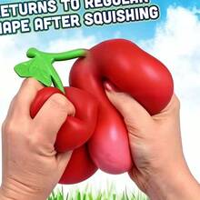 1pc Cherry Shaped Squeeze Toy, Soft Stretchable Squishy Stress Relief Fidget Toy For Teens & Adults - Multicolor - View 9