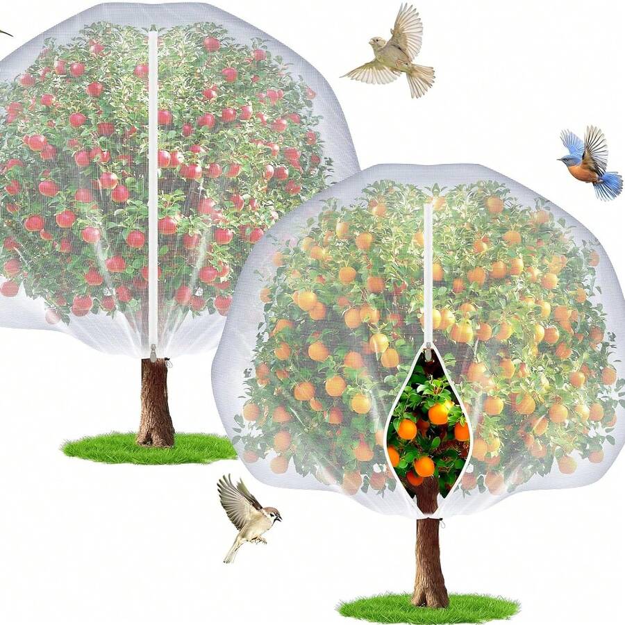 7.8 X 7.8 Ft Large Fruit Tree Netting Cover With Zipper And Drawstring Garden Insect Netting Plant Cover Transparent Bird Plant Barrier Flower Fruit Mesh Screen For Preventing Deer Squirrel Bug - One Size Fits All - View 1
