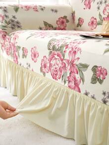 1pc Slip-Resistant Elastic Decorative Sofa Cover, Milk Silk Fabric Floral Print Skirt Design, Fit For Single/Double/Three/Four Seater Sofa, Pet-Friendly, Colorful, Suitable For Spring/Summer/Autumn/Winter - Multicolor - View 8