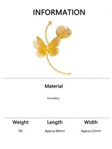 1 pieza Broche de mariposa de declaración - Diseño de mariposa calada en tono dorado para vacaciones y estilo callejero - Dorado - Ver 6