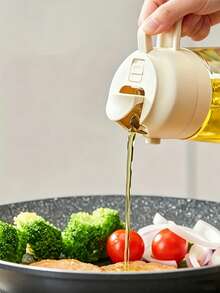 1pc Large Capacity Glass Olive Oil Spray Bottle With Green Cap, Automatic Spraying Function, Suitable For Kitchen And Dining Table, Tableware Accessory | Modern Kitchen Utensil | Durable Glass Olive Oil Dispenser - View 5