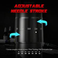XNET 1Set FIST Wirless Tattoo Machine Pen KIt With 20pcs Tattoo Needles 10Color Ink 2.0-4.2mm Adjustable Stroke 1600mAh Battery For Tattoo Master Tattoo Beginner - Black - View 6