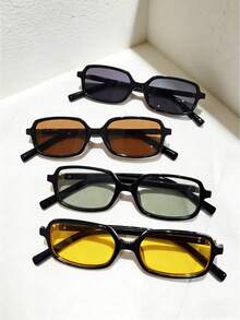 4-Piece Women's Multi-Color Square Small-Frame Fashion Glasses,Made Of High-End PC Material, Y2K Style Fashionable Glasses, Travel Fashion Glasses, Guyuan, Seasonal Selection, Women's Fashion Glasses, Summer Glasses, Suitable To Pair With Women's Sandals, Party Look, Beach Party, Street Style, Selfies, Holiday Essential. - A - 查看 3
