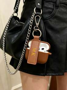2 pièces Accessoires de porte-clés personnalisés, essentiels portables pour l'extérieur, pendentif en portefeuille fait main, convient pour les écouteurs sans fil, étui de protection minimaliste détachable - Tabac - Voir 5
