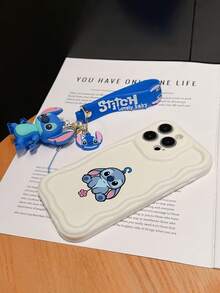 Disney Has Authorized, Phone Case - Chain Set, The Stitch Lilo & Stitch Phone Case Plus A Silicone 3D Or Fluffy Style Stitch Bracelet With Metallic Ring Removable Bracelet, Stitch And Angel Pattern, Compatible With Iphone 17/16/15/14/13/12/11/XS/XR/X Plus Pro Max, Wavy Design Phone Case For Girl, A Stylish Cartoon Summer Phone Case, The Perfect Gift Choice, Phone Protection, Durable Phone Cover, Great Gift For Friends And Family - White Style a - View 5
