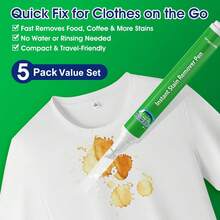 Stain Remover Pens For Clothing, 5 Pack – Instant Stain Removal Pen For Clothes, Travel-Friendly Laundry Stain Pen For Food, Coffee, Wine, Makeup, Grease & More - 1 - View 2