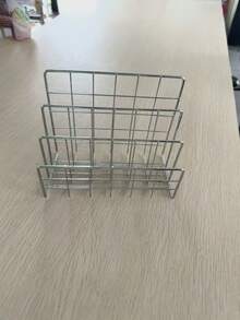 1 Set Rak Buku Logam Modern dengan Keranjang Penyimpanan 3 Tingkat, Organizer Meja Besi Minimalis, Aksesori Meja Kantor, Dekorasi dan Aksesori Kantor - Rectangle - View 7