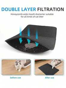 1 pieza Alfombra para gatos de doble capa y extra grande de color aleatorio, antideslizante, lavable y resistente a los arañazos, se puede retirar de la caja de arena, apta para botes de basura, inodoros, felpudos y alrededor de la cama del gato - Multicolor - Ver 6