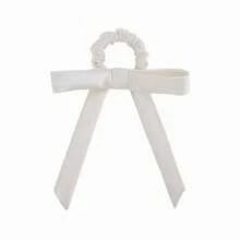 1pc Light Grey Bow Hair Scrunchie - Light Grey - View 5