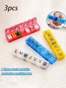 1pc Portable Mini Pill Box, Alphabet Pill Case, Cute Pink Weekly Travel Pill Organizer, Compartment Manager Dispenser, 7 Day Independent Travel Medication Container, Portable AM/PM Pill Holder, Suitable For Easter, King's Day, Baptism, Confirmation Ceremony, Wedding, Father's Day, Mother's Day, Pride Month, Camping, Party Favor Filler, Airplane Essential, Travel Accessory, That Girl Must-Have - Multicolor - View 1