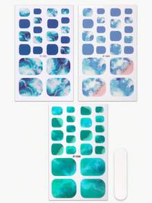 Beauty Sticker 66片海洋渐变色脚趾甲贴，春夏清新闪亮脚趾甲贴纸，易于粘贴，适合女士居家DIY美甲 - 彩色 - 查看 4