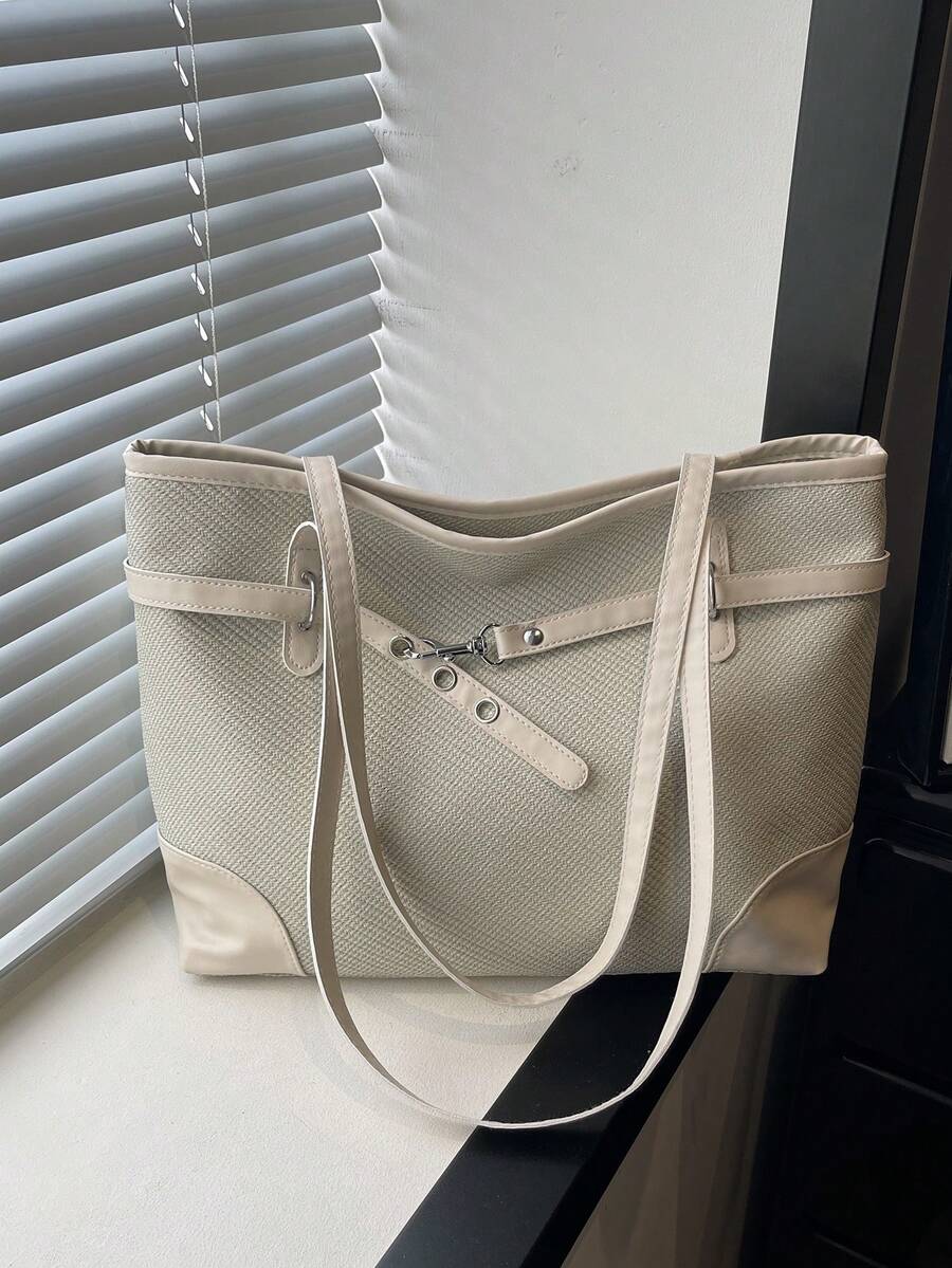 Large Capacity Handbag For Women, New Fashionable Versatile Commuter Shoulder Tote Bag - White - View 1