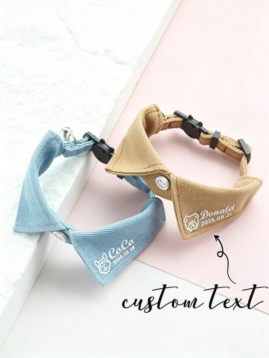 Customized Pet Collar - Personalized Name & Photo, Anti-Choke Safety Buckle With Bell, Photo Frame Icon & Date Customization, Soft Dog & Cat Collar - Ideal For Weddings,