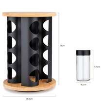 16/20 Jar 360° Rotating Spice Rack Organizer, Glass Seasoning Jar Set With Carousel Stand, Space-Saving Countertop Spice Holder, Kitchen Herb & Spice Storage Rack - Black - View 2