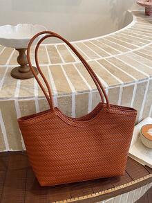 Large Capacity Handbag For Women, New Arrival Minimalist Commuting Shoulder Tote Bag - Brown - View 7