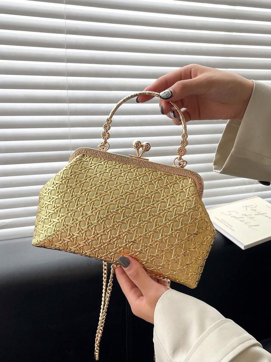 新款时尚晚礼服及手拿包套装，优雅大容量女士晚宴包，配链条肩带