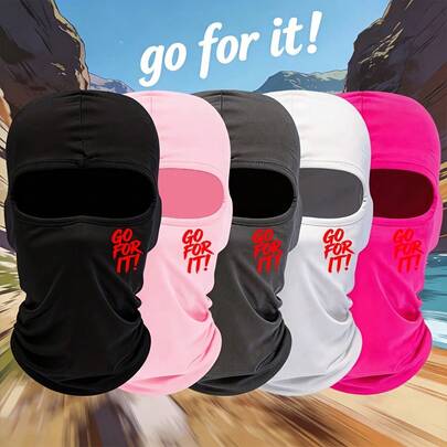 Babous Go For It! Printed Balaclava Hat, Courage-Inspiring Mask, Unisex Breathable Face Mask, Multi-Functional Cycling Neck Gaiter, Cycling Headwear Liner, Sweat-Absorbent And Comfortable Hat