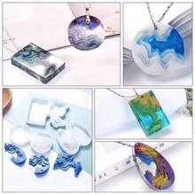 SMI Fine Conjunto de 3 moldes de silicone 3D para fundição em resina epóxi UV - Ilha com Montanha, Flor Seca e Desenhos Abstratos para fabricação de joias e artesanato decorativo, molde para artesanato DIY | Molde de Arte Abstrata | Molde de Silicone - Multicolorido - Ver 2