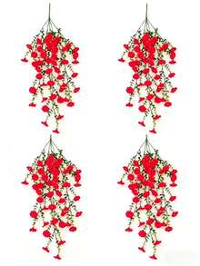 4/8pcs Artificial Silk Green Eucalyptus Vine, Suitable For Wedding, Porch, Living Room, Office Wall, Yard, Bookshelf, Home Decor. Perfect Gift And Decoration For Mother's Day, Father's Day, Independence Day, Pride Month - Red - View 7