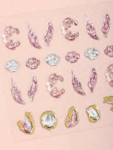 Beauty Sticker 1 adesivo de unha em relevo com concha rosa de sereia, perfeito para a primavera/verão. Adesivos delicados e fofos com tema oceânico, fáceis de usar e ideais para manicures caseiras. - Baby Rosa - Ver 3