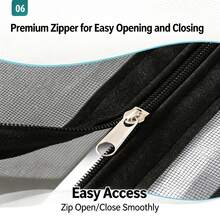 拉链式自粘防蚊纱窗，隐形家用防虫网，易拉式开合，可拆卸水洗，透气防蚊，不遮光 - Black Zipper Screen - 查看 4