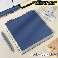 1pc PP Material Square Flip Cover Loose-Leaf Notebook, Grid Notebook, 8 Colors, Double-Sided Writing, 80g Thick Paper, 75% Silk Waterproof PP Material, Retro Minimalist Handbook, Suitable For Student Learning - Square Book - View 27
