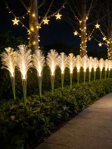 Solar Rattan Lamp, LED Solar Powered Garden Pathway Lights, Warm Light Outdoor Landscape Decor Lights, Suitable For Yard, Patio, Lawn, Trail, Holiday Decoration - One Size Fits All - View 9