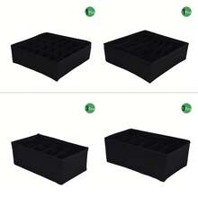 8 pezzi Set di scatole di stoccaggio aperte con divisori, avrai 4 diverse dimensioni di scatole di stoccaggio, adatte per organizzare la maggior parte degli articoli domestici come fazzoletti, cravatte, cinture, biancheria intima, calze, sciarpe, ecc. Pieghevoli per lo stoccaggio quando non in uso - nero - Visualizzare 2