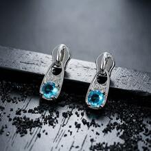 1 Đôi bông tai đinh tán thiết kế khóa kéo độc đáo, đính đá Cubic Zirconia màu xanh dương, kiểu dáng thời trang punk hip-hop, phù hợp để đeo hàng ngày và dự tiệc. - Phiên bản có khóa kéo - Xem 6