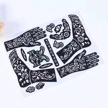 Reusable Henna Tattoo Stencils, Suitable For Hand & Body Art, Floral Patterns, Temporary Tattoo Stencils, Sleeve Tattoos, Wedding Bride Makeup - Multicolor - View 10