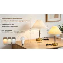 1PCS  3 Color Temperature LED Bedside Lamp Fabric Lampshade Nightstand Light Solid Wood & Brass Material Modern Table Lamp Great For Christmas Halloween Easter Thanksgiving New Year Festival Atmosphere Decor - Xem 11