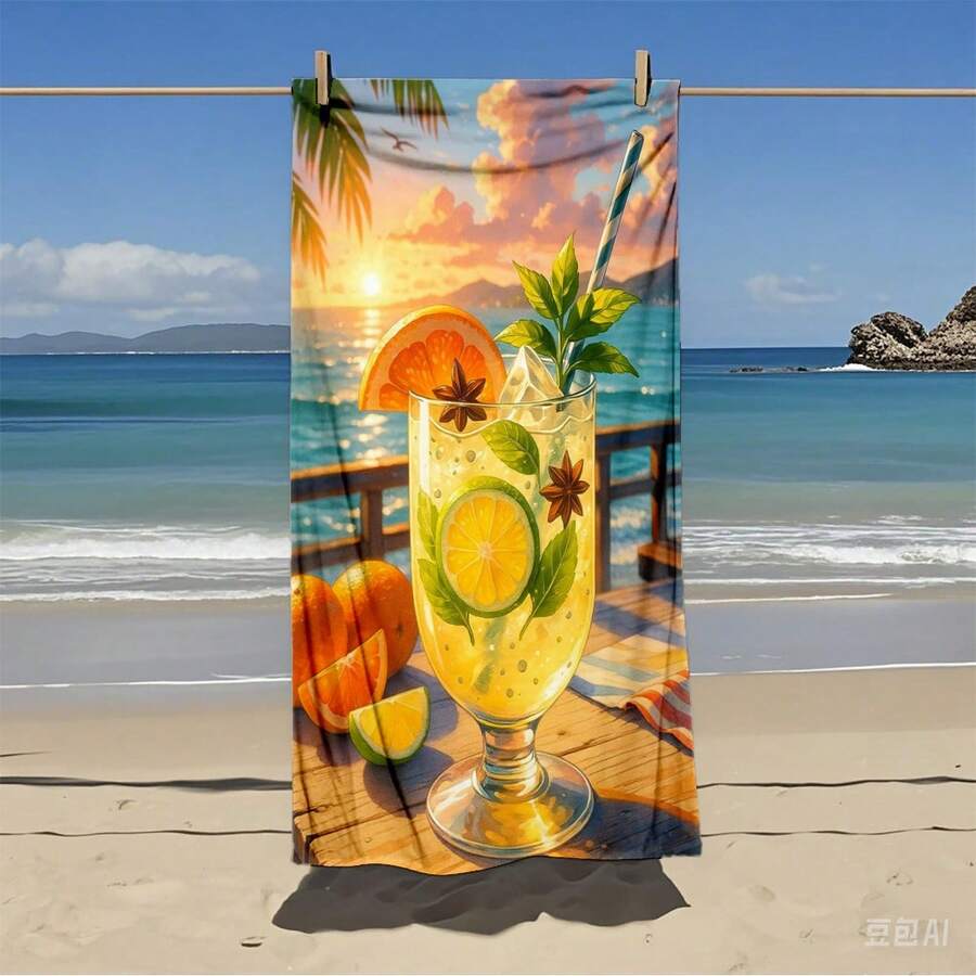 Ice Cream Printed Beach Towel, Quick-Dry Microfiber Bath Towel For Summer Vacation, Soft Absorbent Anti-Sand Swim Towel For Beach, Swimming Pool, Bathroom, Travel