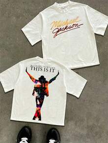 Men's Jackson Shirt This Is It Signature Silhouette Graphic Tees Men Vintage 90s Mens Clothes Tops - trắng - Xem 1
