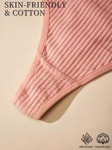 2 pezzi Perizomi in stile sportivo in cotone per donne, comodi, morbidi e traspiranti, biancheria intima rosa e bianca per donne con motivo a lettere semplice, lingerie adatta per appuntamenti, yoga, vita quotidiana, vacanze, ecc. I perizomi per donne possono essere indossati tutto l'anno - Multicolore - Visualizzare 7