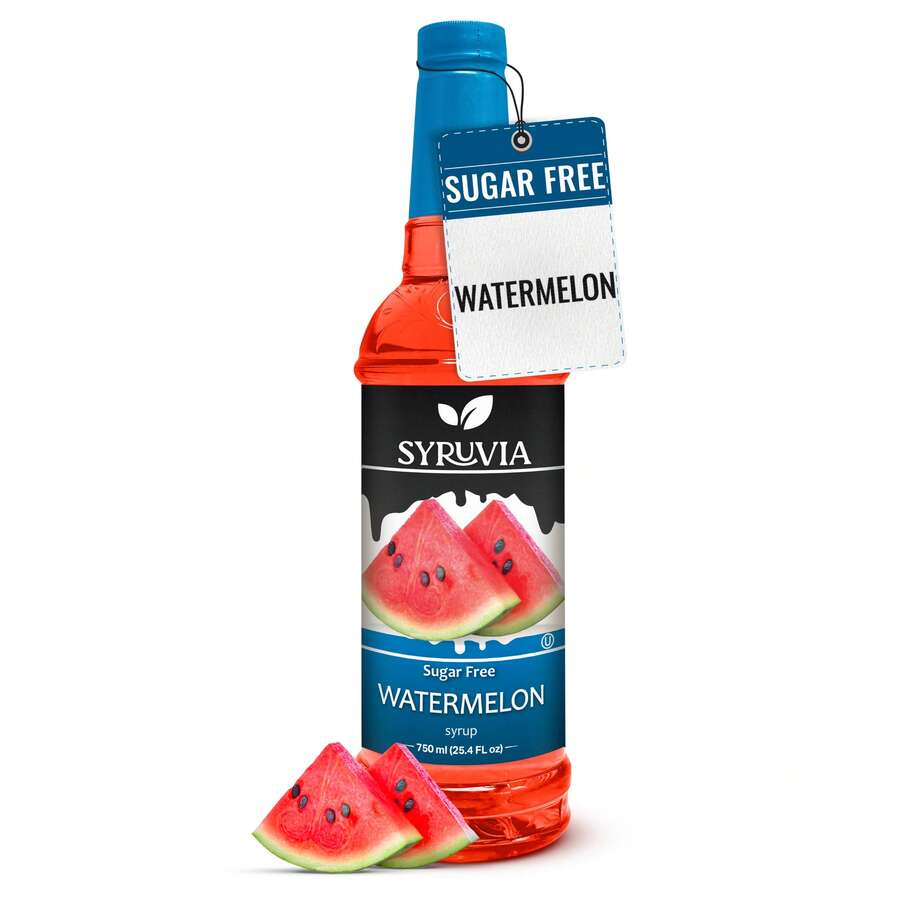 Syruvia Sugar-Free Watermelon Syrup - 25.4 Fl Oz. Premium Flavoring Syrup. 0 Calories, Kosher, And Gluten-Free. Ideal For Enhancing Drinks, Sodas, Shakes, Desserts, And More. - 25.4 液體盎司 - 查看 1