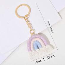 Cute Candy-Colored Handmade Crochet Tassel Rainbow Keychain, Multifunctional Bag Charm Keyring Accessory - Color Mixing - View 7