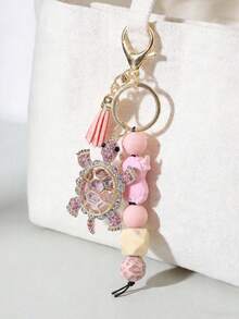 时尚海龟硅胶串珠钥匙扣，带流苏，海洋主题包包挂饰，闪亮合金钥匙扣，沙滩包挂饰，逼真海洋动物创意吊坠，装饰背包配件，汽车钥匙防丢链，硅胶珠，时尚达人必备，独特生日礼物，节日礼物，派对礼物，母亲节礼物，度假礼物，结婚礼物，返校礼物 - 彩色 - 查看 5