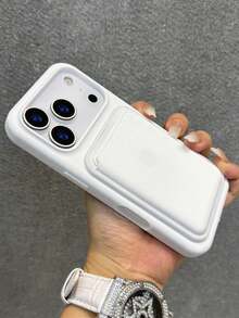 Luxury Silicone Magnetic Wireless Charging Card Holder Phone Case Compatible With IPhone 17ProMax 17Pro 17 16 15 14 13 12 11 Pro Max 16 15 14 Plus Magnetic Back Cover - White - View 3