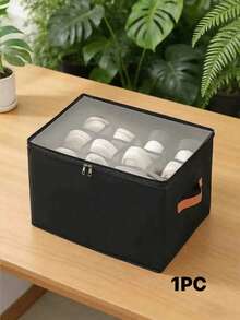 1pc Foldable PVC Transparent Shoe Box With Lid, Available In Gray, Beige And Black, Multifunctional Storage Box For Shoes, Clothes And Miscellaneous Items - View 14
