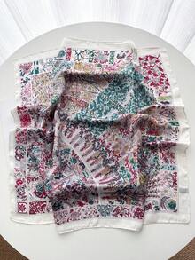 1 chiếc khăn vuông màu nâu in họa tiết Paisley, khăn tay/khăn bandana cỡ lớn thời trang mùa xuân dành cho nữ, có thể dùng làm thắt lưng, trang trí túi xách, ruy băng, dây buộc tóc hoặc khăn trùm đầu. - hồng trắng - Xem 4
