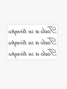 1 Tattoo Sticker Spanish Todo A Su Tiempo Cursive Letter Short Phrase Temporary Tattoo Sticker, Washable, PVC, Disposable, Waterproof And Sweatproof, Non-Reflective, Realistic Tattoo Suitable For People, For Daily Use, Lasts 3-5 Days - Black - View 4