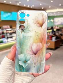 1 Stück modischer, floraler, transparenter, weicher Schutzhandyhülle kompatibel mit Samsung Galaxy A04e/12/A13/A14/A34/A50/A52/A53/A54/S21/S22/S23/S24/S25/S25Ultra, 2D Muster - Verschiedenfarbig - Übersicht 5