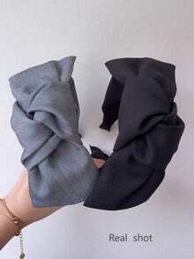 1pc Retro French Elegant Extra Large Grey Bow Headband Hair Accessory, Fashion Knotted Hair Clasp Hairband Versatile Head Hoop For Daily Use, Makeup, Hairstyling, Festivals, Valentine's Day Party, Gift,Hairband,Hair Hoop Headbands Head Accessories Beauty Home Hair Accessories,Travel,Birthday - Grey - View 9