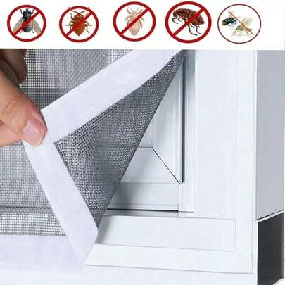 Whole Piece Self-Adhesive Anti-Mosquito Mesh Window Screen With Magic Tape, No Drilling Installation, High Density Breathable Invisible Curtain